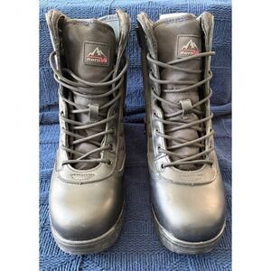 Nortiv8 Mens Trooper Steel Toe Tactical Work Boots Black Side Zip Size 10 US